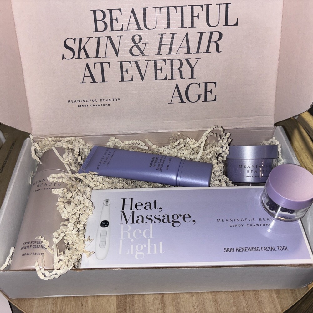 Meaningful Beauty 5 Pcs Set Cleanser Day Crème Brightener Red Light Tool